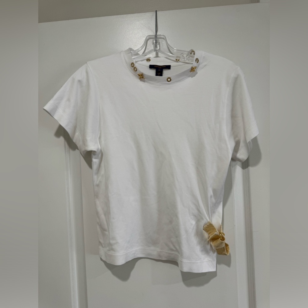 Louis Vuitton Side Strap T-Shirt Tops Women Size XS White Punching